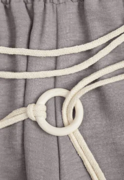 Szare Wiskozowe Spodnie Typu Palazzo High Waist Ozdobione Paskiem Sznurkiem Alemea