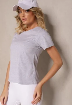 Szary Casualowy Bawełniany T-shirt Rivali