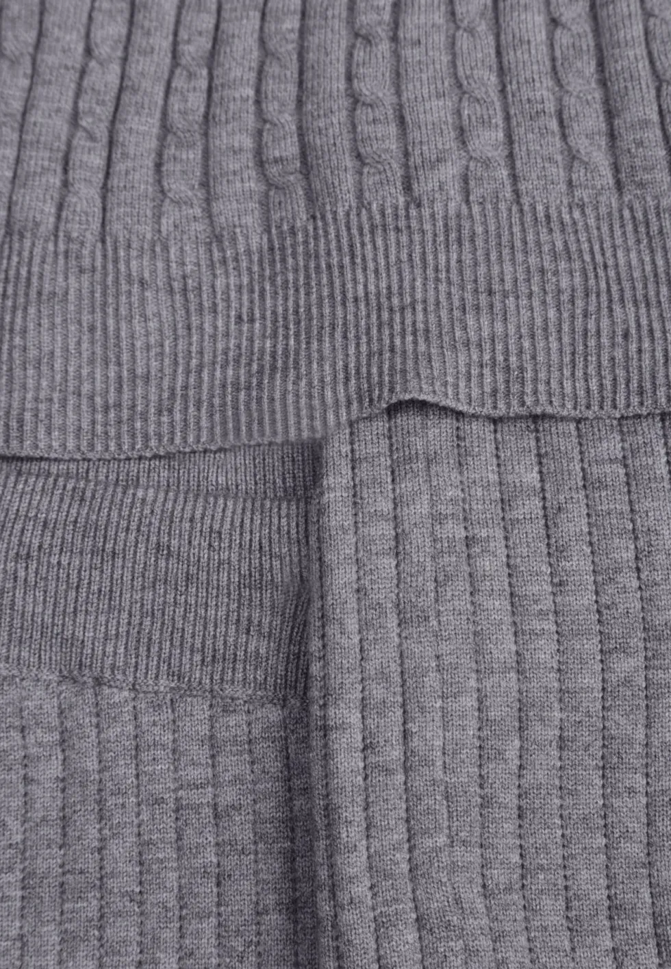 Szary 3-Częściowy Dzianinowy Komplet z Bawełną Kamizelka Kardigan i Spodnie Nordelia