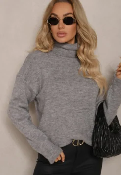 Szary Golf Bez Zdobień Minimalistyczny Torlena