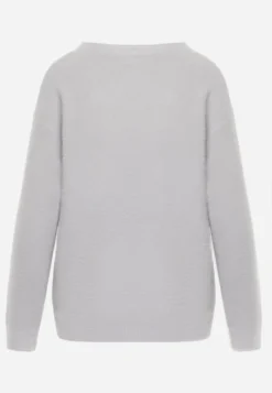 Szary Sweter Oversize z Bawełną i Wełną Typu Basic Oseani
