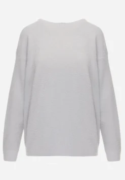 Szary Sweter Oversize z Bawełną i Wełną Typu Basic Oseani