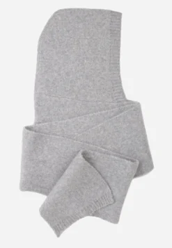 Szary Szalik z Dodatkiem Wełny i z Kapturem Larinte