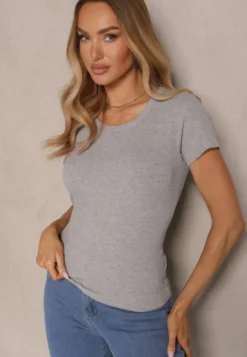 Szary T-shirt Basic z Wiskozy Worreti