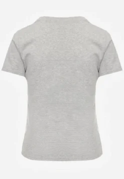 Szary T-shirt z Bawełny z Okrągłym Dekoltem Nedima