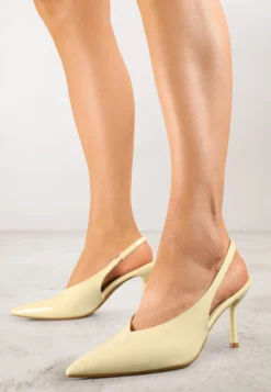 Żółte Czółenka Sandały Slingback Vices na Obcasie Typu Szpilka Tilionea