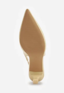 Żółte Eleganckie Szpilki Slingback VICES z Ozdobną Aplikacją przy Pasku Natera