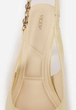Żółte Eleganckie Szpilki Slingback VICES z Ozdobną Aplikacją przy Pasku Natera