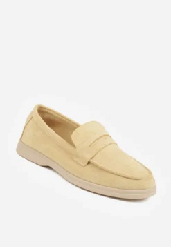 Żółte Mokasyny Casual VICES z Imitacji Zamszu z Wkładką ze Skóry Naturalnej Sheiris