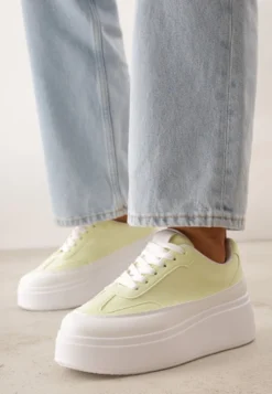 Żółte Sneakersy VICES na Platformie z Ozdobnym Noskiem Attis