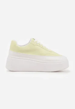Żółte Sneakersy VICES na Platformie z Ozdobnym Noskiem Attis