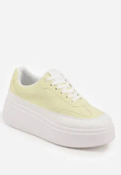 Żółte Sneakersy VICES na Platformie z Ozdobnym Noskiem Attis