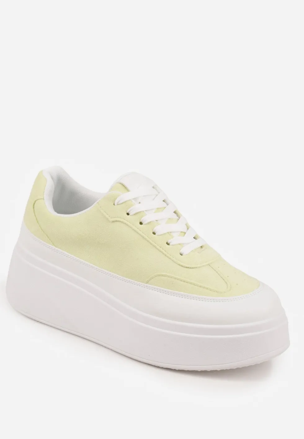 Żółte Sneakersy VICES na Platformie z Ozdobnym Noskiem Attis