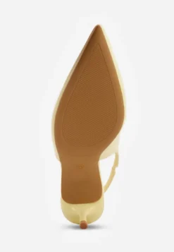 Żółte Szpilki Slingback VICES z Cholewką z Wycięciem V Natonale