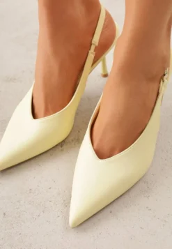 Żółte Szpilki Slingback VICES z Cholewką z Wycięciem V Natonale