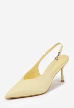 Żółte Szpilki Slingback VICES z Cholewką z Wycięciem V Natonale