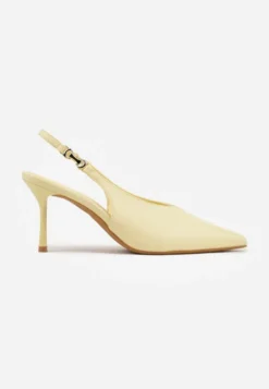 Żółte Szpilki Slingback VICES z Cholewką z Wycięciem V Natonale