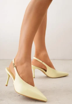Żółte Szpilki Slingback VICES z Cholewką z Wycięciem V Natonale