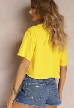 Żółty T-shirt o Fasonie Cropped Oversize Brighta