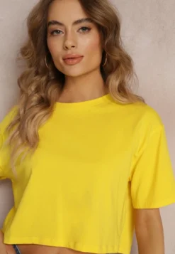 Żółty T-shirt o Fasonie Cropped Oversize Brighta