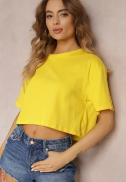 Żółty T-shirt o Fasonie Cropped Oversize Brighta