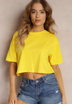 Żółty T-shirt o Fasonie Cropped Oversize Brighta