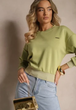 Zielona Bluza Ozdobiona Metaliczną Nicią Ilatraen