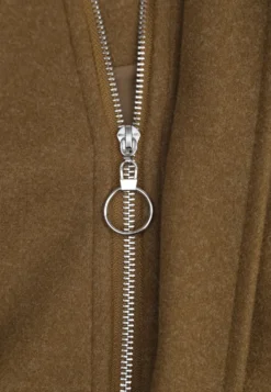 Zielona Kurtka Przejściowa Bomber Jacket ze Stójką z Wełną i Bawełną Bioneza