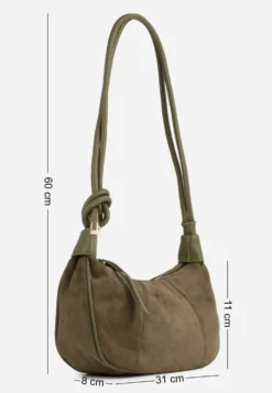 Zielona Torebka Stylizowana na Zamsz w Casualowym Stylu na Ramię Divello