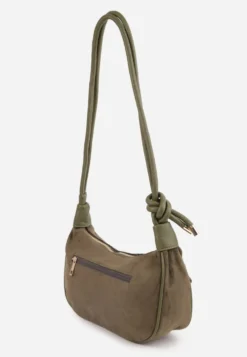 Zielona Torebka Stylizowana na Zamsz w Casualowym Stylu na Ramię Divello