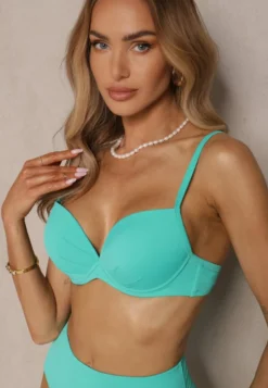Zielone Basicowe Bikini Biustonosz i Majtki Figi Natonea