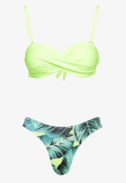 Zielone Bikini 3-częściowe Biustonosz z Wiązaniem Majtki Figi i Bokserki Vinalle
