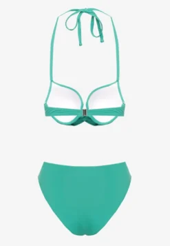 Zielone Bikini Majtki Figi i Biustonosz Ozdobione Wiązaniem Saniorie