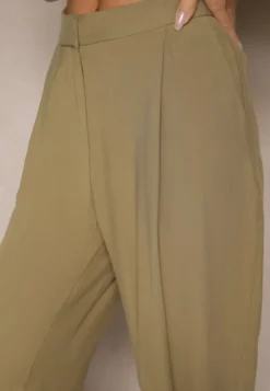 Zielone Eleganckie Modalowe Spodnie Garniturowe High Waist Mavilisse
