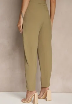 Zielone Eleganckie Modalowe Spodnie Garniturowe High Waist Mavilisse