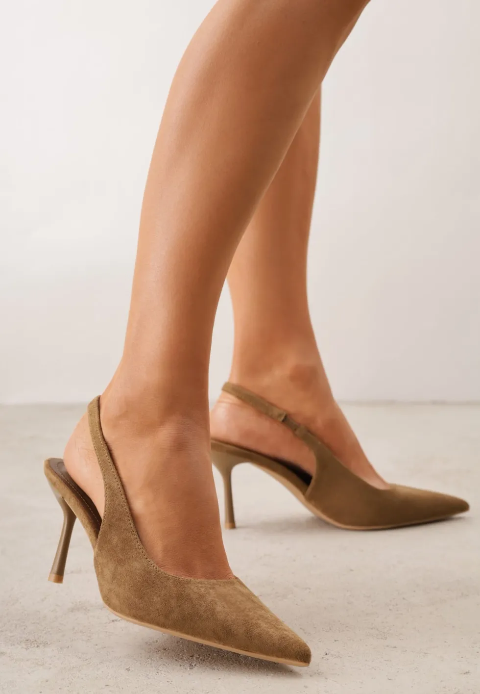 Zielone Sandały Slingback na Szpilce z Imitacji Zamszu Carilona