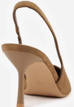 Zielone Sandały Slingback na Szpilce z Imitacji Zamszu Carilona