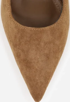 Zielone Sandały Slingback na Szpilce z Imitacji Zamszu Carilona