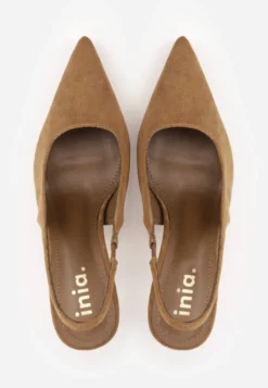 Zielone Sandały Slingback na Szpilce z Imitacji Zamszu Carilona