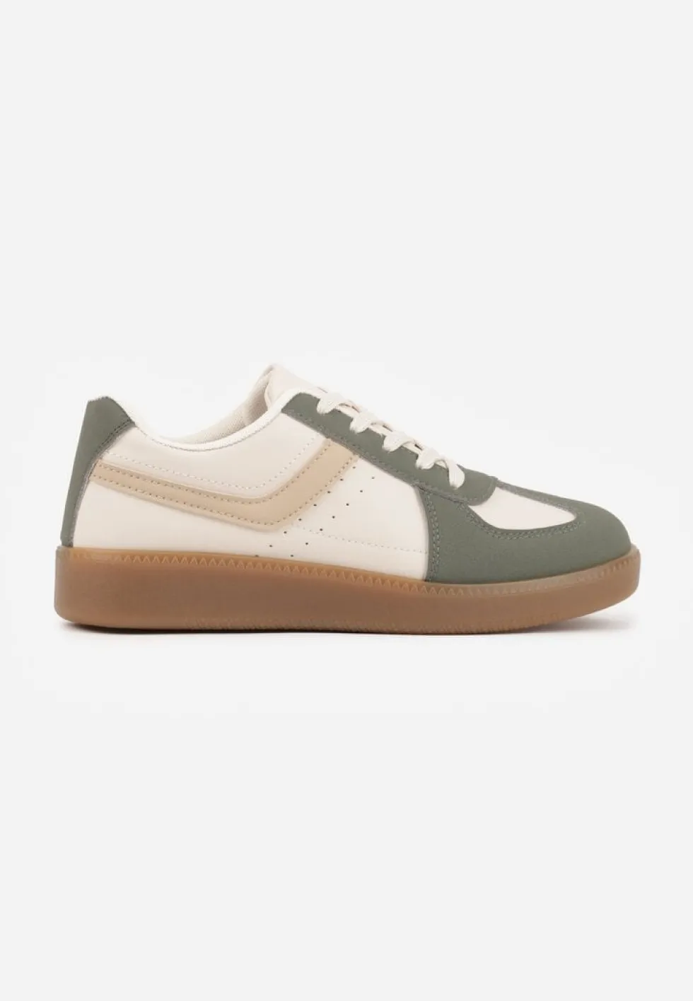 Zielone Sneakersy na Niskiej Platformie z Metalicznymi Wstawkami Dalivia