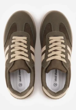 Zielone Sneakersy na Platformie w Stylu Tenisówek Ozdobione Paskami Ladia