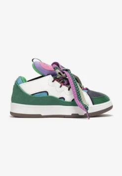 Zielone Sneakersy z Dekoracyjnym Sznurowaniem i Wstawką na Języku Cristen