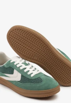Zielone Sneakersy ze Skóry Naturalnej w Stylu Kultowych Tenisówek Faloretia