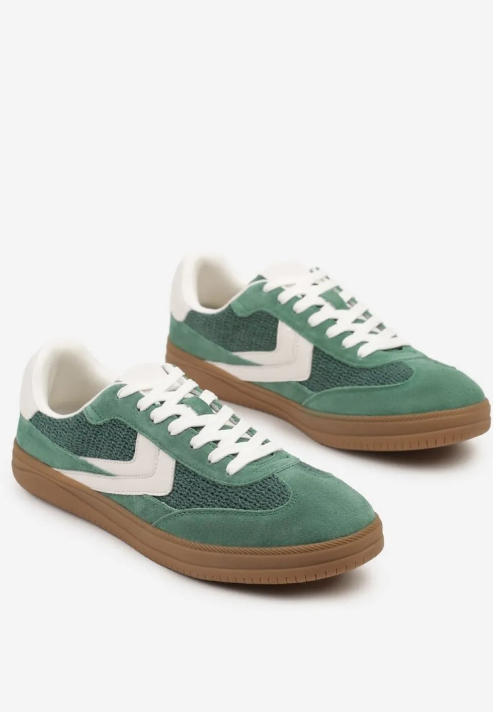 Zielone Sneakersy ze Skóry Naturalnej w Stylu Kultowych Tenisówek Faloretia