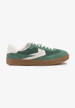 Zielone Sneakersy ze Skóry Naturalnej w Stylu Kultowych Tenisówek Faloretia
