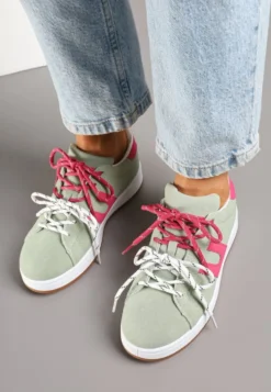 Zielono-Fuksjowe Sneakersy Ozdobione Geometrycznym Motywem Telindrela