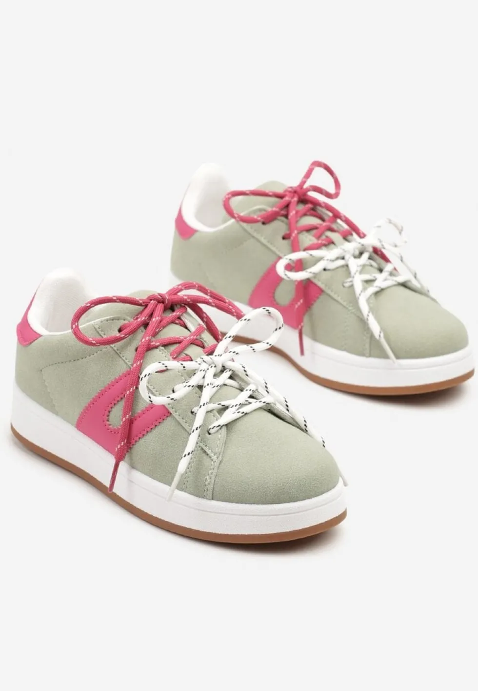Zielono-Fuksjowe Sneakersy Ozdobione Geometrycznym Motywem Telindrela