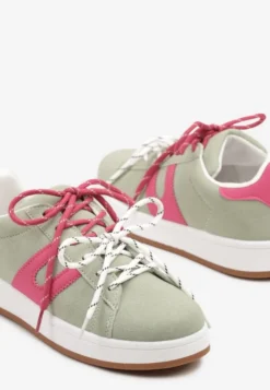 Zielono-Fuksjowe Sneakersy Ozdobione Geometrycznym Motywem Telindrela