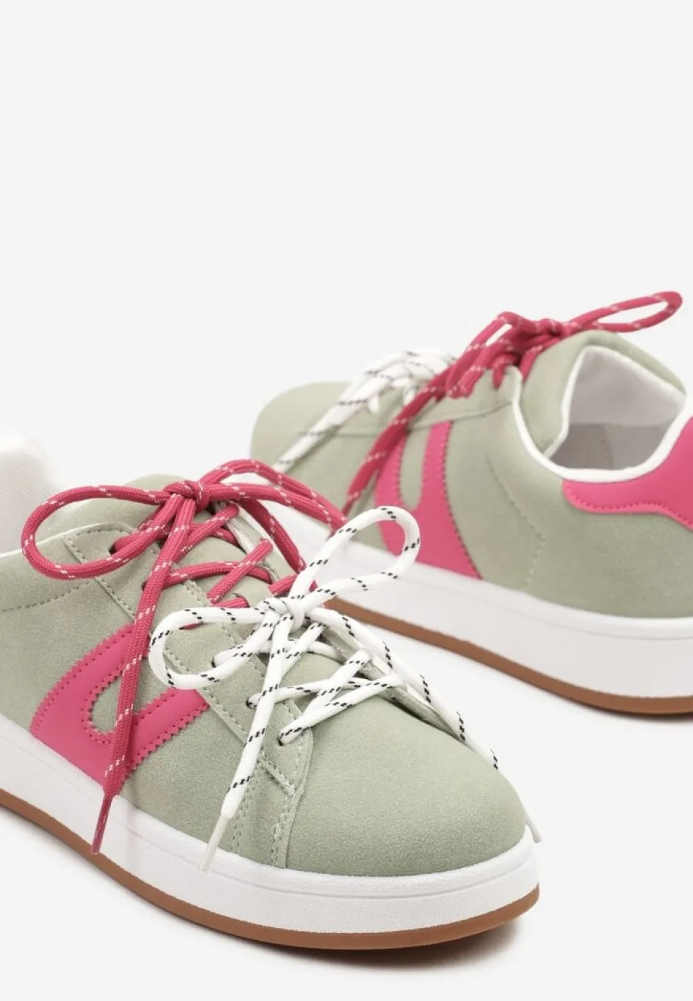 Zielono-Fuksjowe Sneakersy Ozdobione Geometrycznym Motywem Telindrela