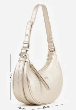 Złota Torebka Bagietka w Kształcie Półksiężyca z Paskiem Crossbody Dianialla